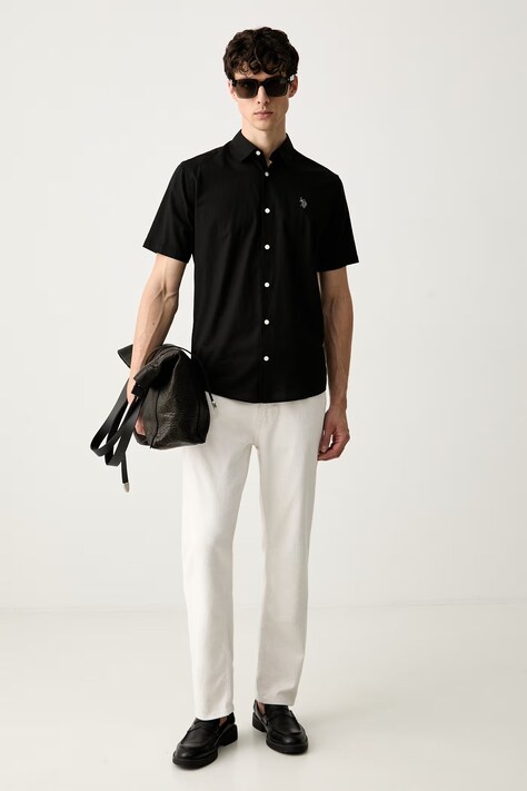 U.S. Polo Assn. сорочка чоловіча з додаванням льону LINEN BLEND SS — фото 2