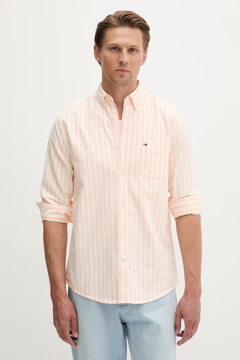 Tommy Jeans košile pánská bavlněná béžová DM0DM22790