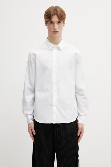 Maison Kitsuné cotton shirt Handwriting white color relaxed QM00420WC0026