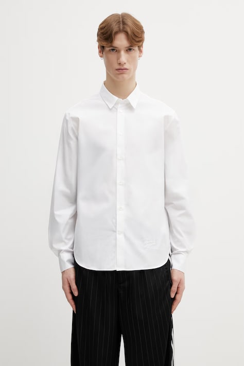Maison Kitsuné cotton shirt Handwriting white color relaxed QM00420WC0026