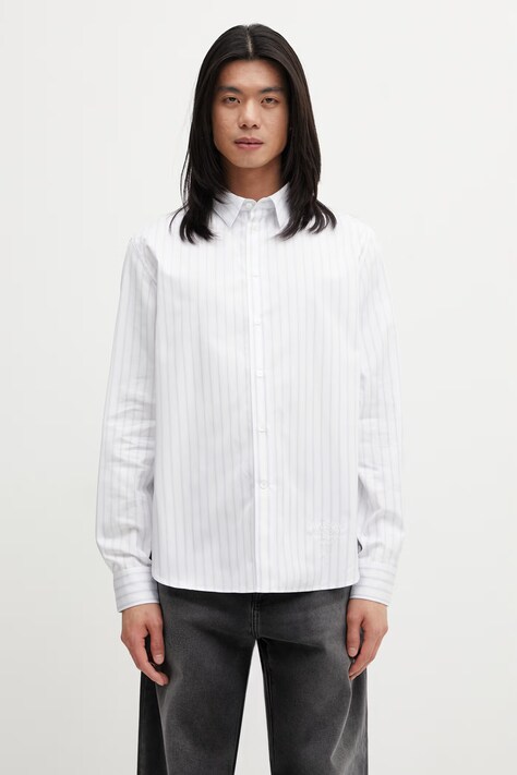 Maison Kitsuné koszula bawełniana męska biała QM00423WC5090