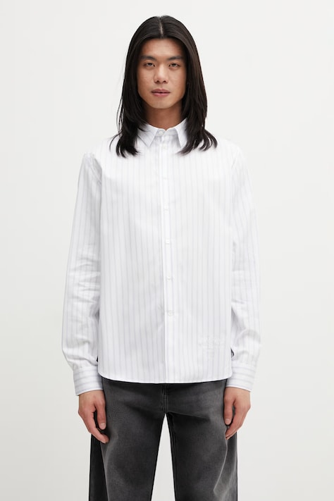 Maison Kitsuné koszula bawełniana męska biała QM00423WC5090