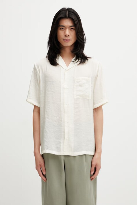 Maison Kitsuné Bali Resort сорочка чоловіча бежева QM00409WF4061