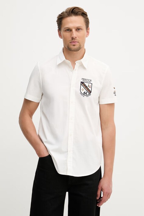 Aeronautica Militare koszula męska bawełniana z elastanem beżowa CA1326UCT03288