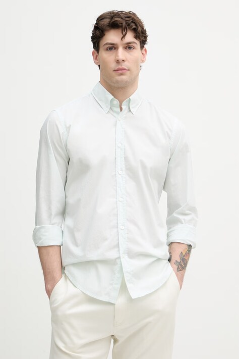 BOSS Orange koszula męska bawełniana turkusowa gładka 50559627