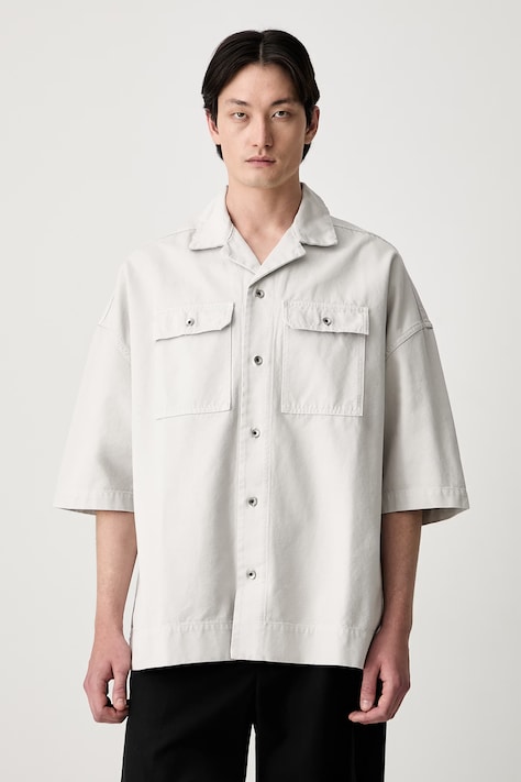 Rick Owens DRKSHDW Magnum Tommy košeľa bavlnená pánska béžová hladká DU01F4290.CVS