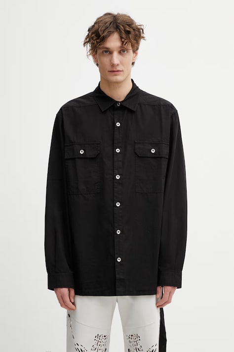 Rick Owens DRKSHDW Jumbo koszula męska bawełniana czarna gładka DU01F4297.CR