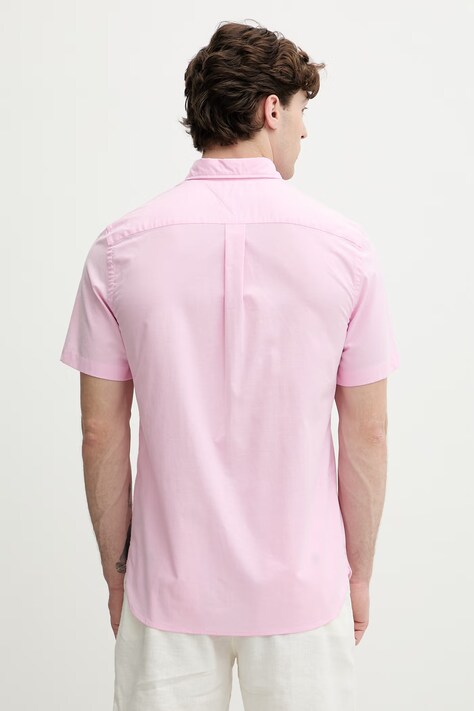 Tommy Hilfiger koszula męska bawełniana z elastanem różowa gładka MW0MW42285