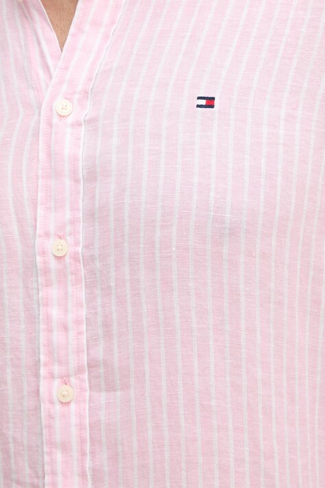 Tommy Hilfiger koszula męska lniana różowa w paski MW0MW42400