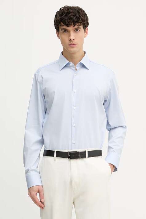 BOSS koszula męska bawełniana z elastanem JOE niebieska 50560583