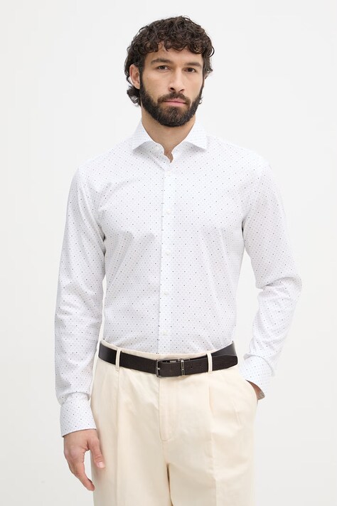 BOSS koszula bawełniana z elastanem HANK biała 50560687