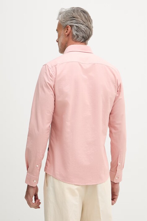 BOSS koszula oxford męska bawełniana ROAN różowa gładka 50555920