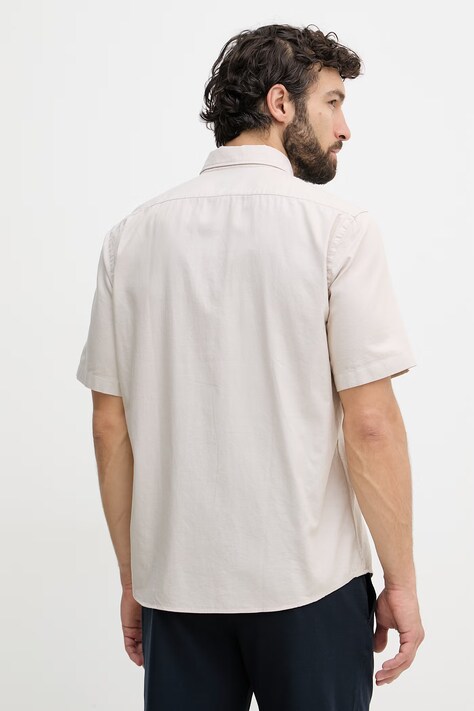 BOSS koszula męska bawełniana LIAM beżowa gładka 50560404