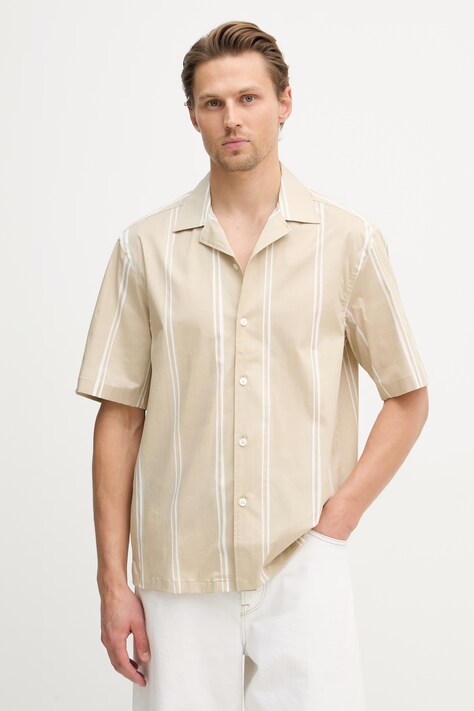 BOSS рубашка мужская из хлопка с эластаном LARS бежевая 50561415