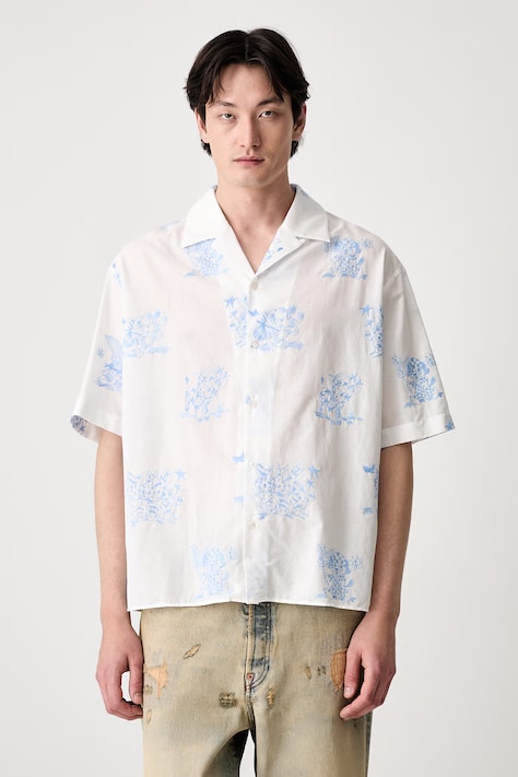 Kenzo Shirt SC риза с памук мъжка бяла FG55CH1359EG