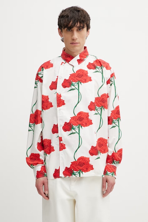 Kenzo Shirt LS koszula bawełniana damska beżowa w kwiaty FG55CH4249O2