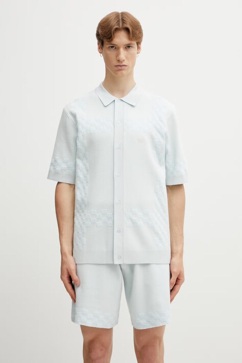 Filling Pieces Resort Shirt koszula z wiskozą męska niebieska gładka 412671500325.294