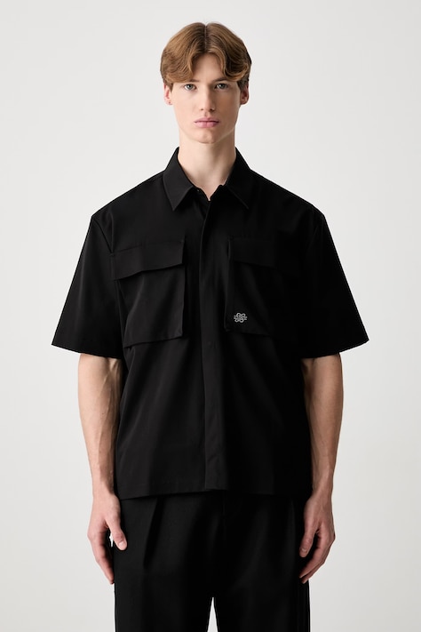 Filling Pieces Drapy men's shirt with viscose black plain 412655501295.130