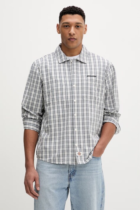 Dickies koszula bawełniana męska kolor niebieski regular z kołnierzykiem klasycznym DK0A885CC481