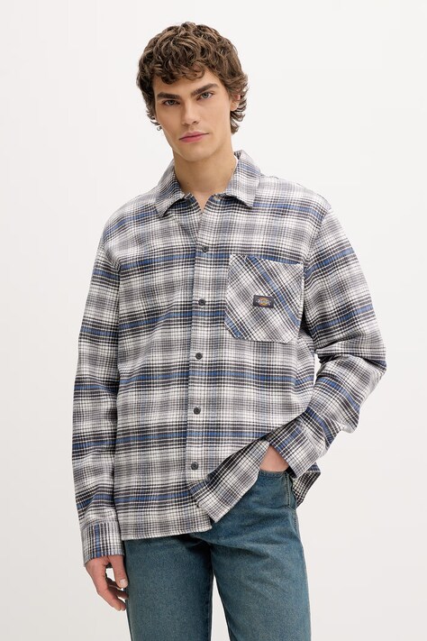 Dickies Πουκάμισο ανδρικό βαμβακερό γκρί καρό DK0A86530CH1