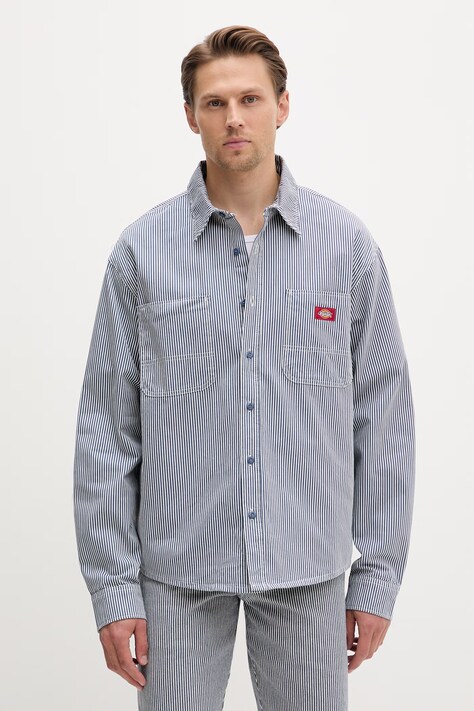 Dickies koszula męska bawełniana granatowa w paski DK0A889SRI21