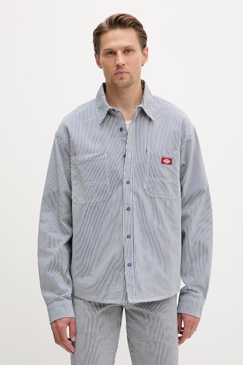 Dickies koszula męska bawełniana granatowa w paski DK0A889SRI21