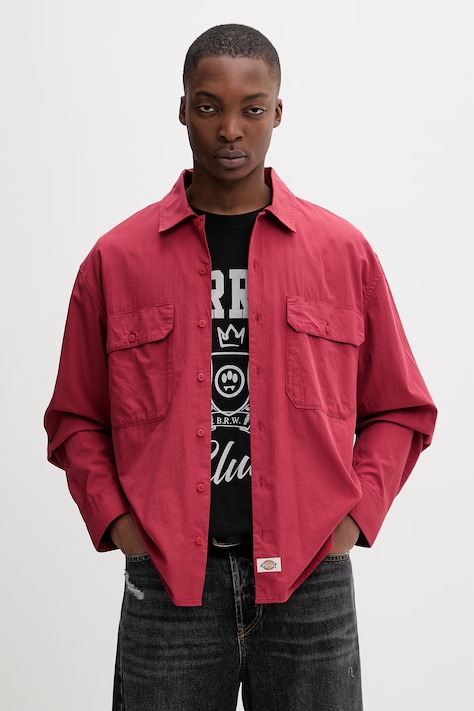 Dickies πουκάμισο Ανδρικό βαμβακερό κόκκινο απλό DK0A885AL331