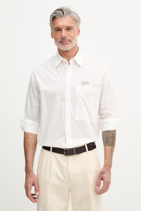 Armani Exchange košeľa pánska bavlnená biela XM002265 AF24533
