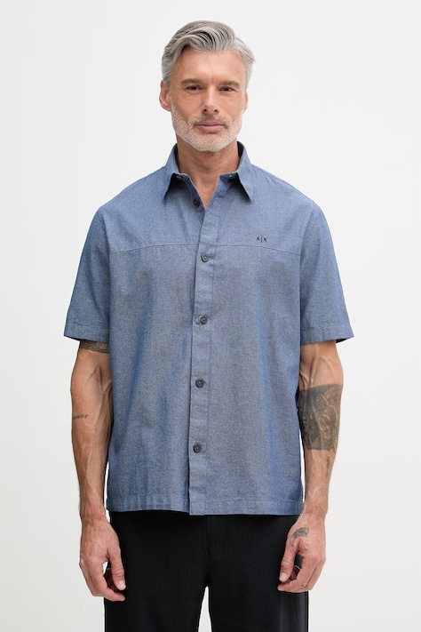 Armani Exchange košulja muška od pamuka plava bez uzorka XM002283 AF22712