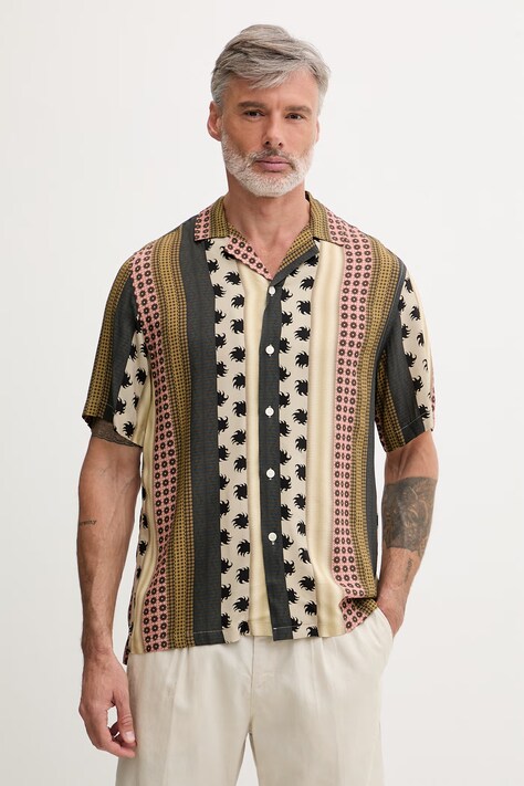 OAS koszula męska z wiskozy zielona 101002-4505