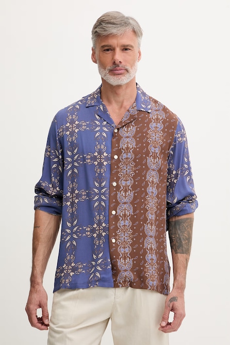 OAS koszula męska z wiskozy granatowa paisley