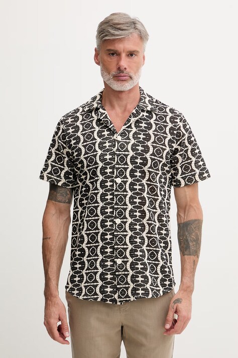 OAS koszula damska bawełniana czarna 7014-03