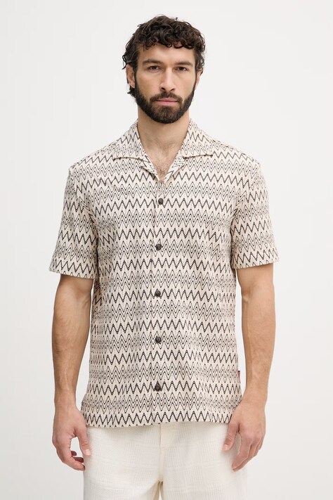 Joop! koszula męska z bawełną beżowa 30102538