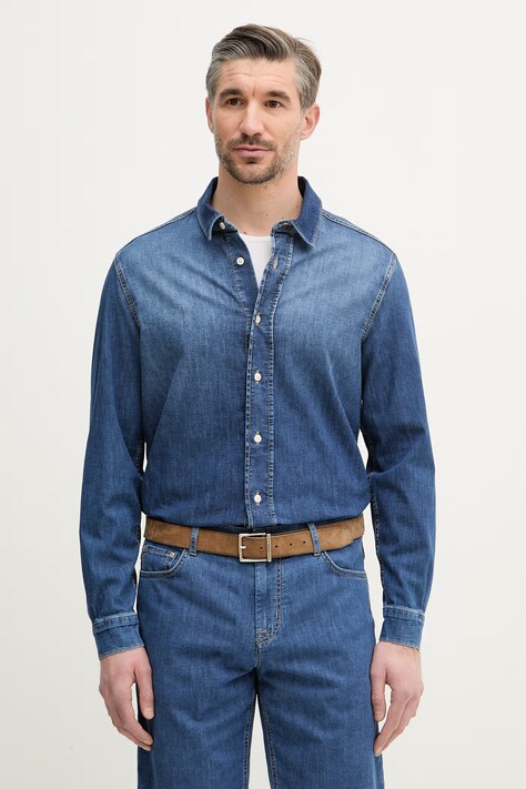 Joop! koszula jeansowa męska kolor niebieski regular z kołnierzykiem klasycznym 30102914