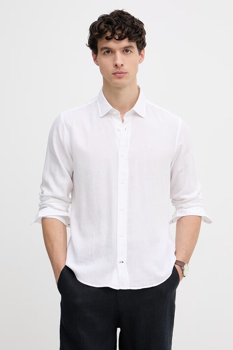Joop! koszula męska z dodatkiem lnu biała gładka 30103186