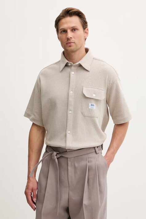 HUGO Blue koszula męska z bawełną Ebaffino beżowa 50557091