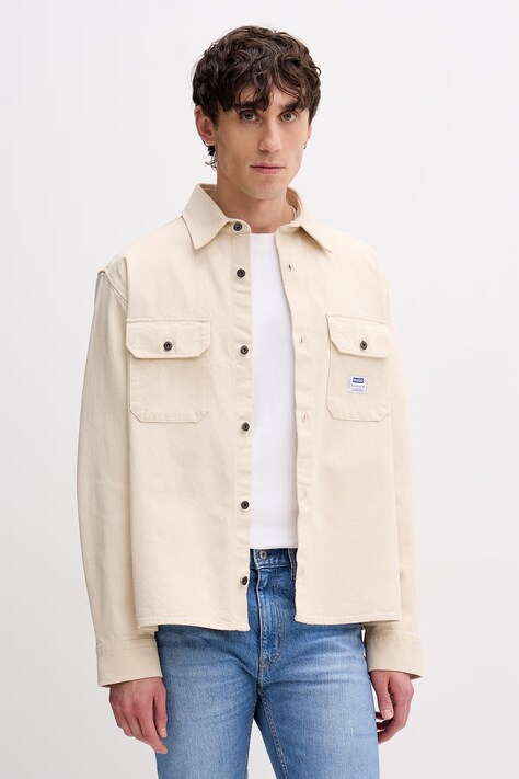 HUGO niebieska koszula męska jeansowa Ekynone beżowa 50560699