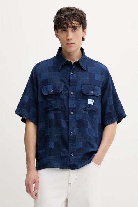 HUGO Blue πουκάμισο Ανδρικό βαμβακερό Ekyno σκούρο μπλε καρό 50560709