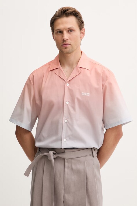 HUGO Blue koszula męska bawełniana Eligino pomarańczowa 50560710