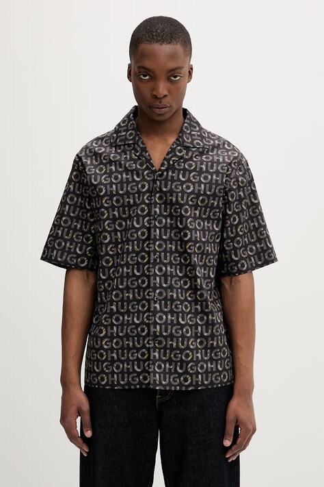 HUGO koszula męska bawełniana Espino czarna 50560606