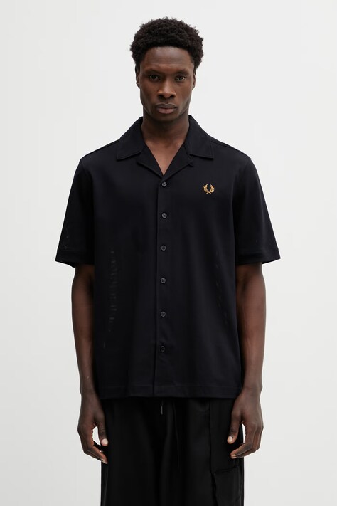 Fred Perry koszula bawełniana męska kolor czarny regular M1745