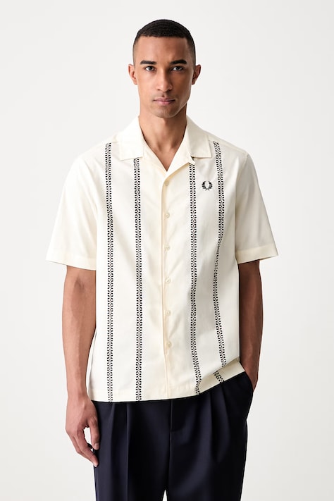 Fred Perry košulja za muškarce od pamuka bežova s tiskom M2430