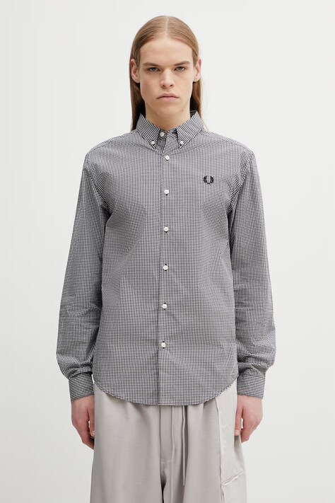 Fred Perry koszula bawełniana męska kolor czarny regular z kołnierzykiem button-down M2436