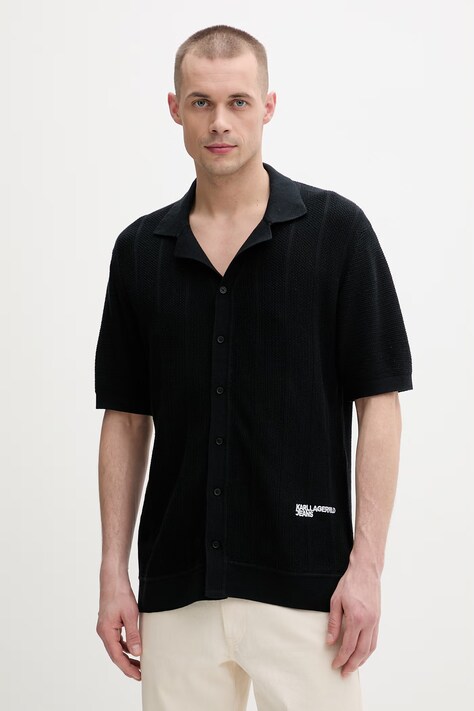 Karl Lagerfeld Jeans kardigán pánsky bavlnený čierny B2M18028