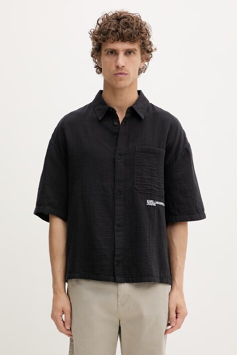 Karl Lagerfeld Jeans koszula męska bawełniana czarna B2M16012