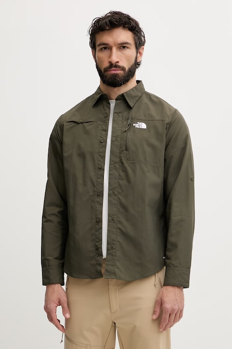 The North Face pánská košile SEQUOIA zelená hladká NF0A8FU521L1