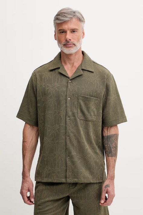 Guess košeľa pánska zelená s motívom zeleniny F6GP05 KG362