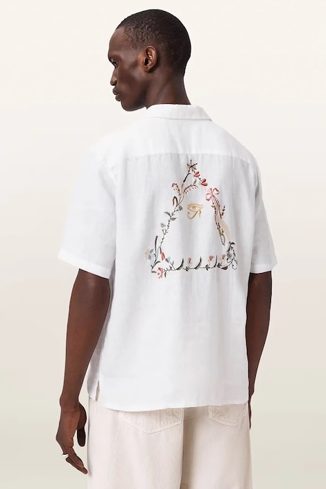 AllSaints koszula męska lniana TRI beżowa M052SE