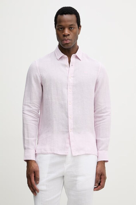 Lanena srajca Michael Kors moška, roza barva, CF5409I4YT