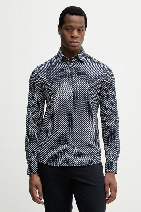 Michael Kors koszula męska kolor granatowy regular z kołnierzykiem klasycznym CS64072KX7